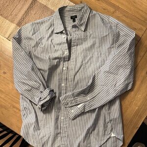 J. Crew Men's Blue Striped Button Down Shirt